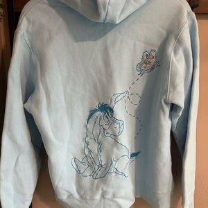 Disney Store Vintage Light Blue Hoodie with Eeyore and Rhinestone Accents